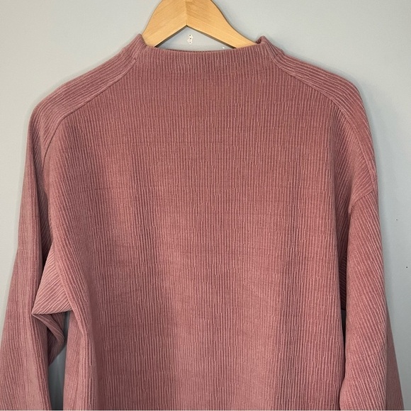 Madewell Striped Jacquard Funnelneck Rosewood Pink Long Sleeve Top Size M NWT - Picture 3 of 16